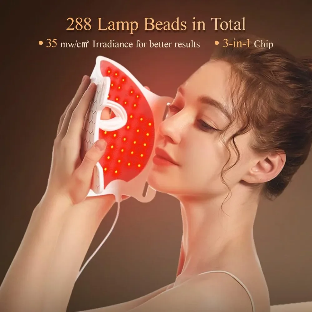 MEGELIN 7 Colors Led Light Therapy Facial Mask, Reduce Wrinkles, Infrared Light